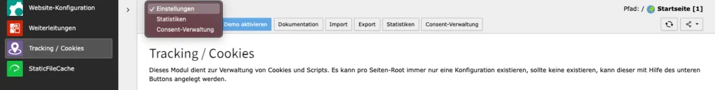 TYPO3 Cookie Opt-In Auswahl der Funktionsbereiche