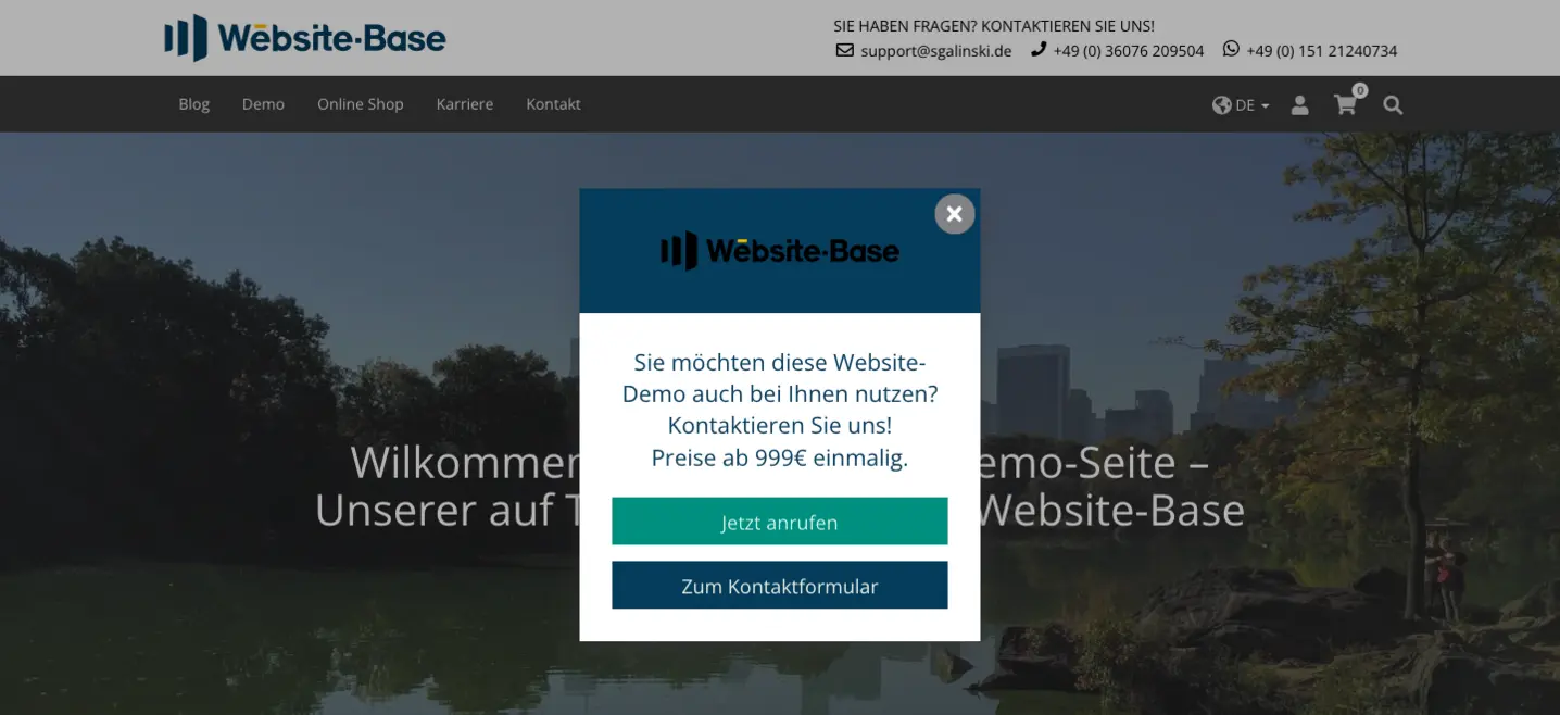 TYPO3 Popup Element mit Demo-Content