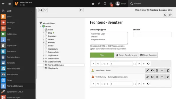 TYPO3 Backend Modul Frontend-Benutzer