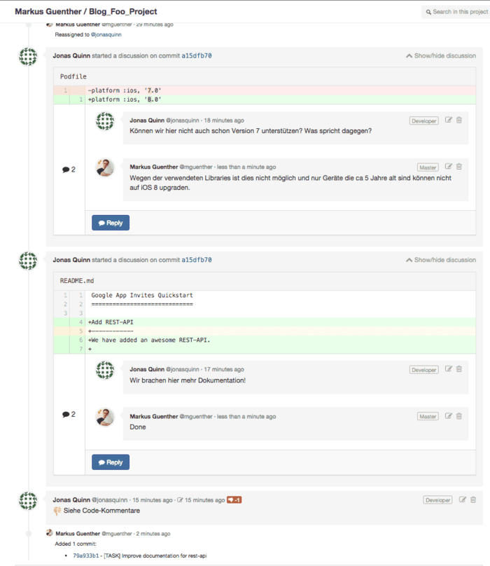 Neuer Commit und Feedback
