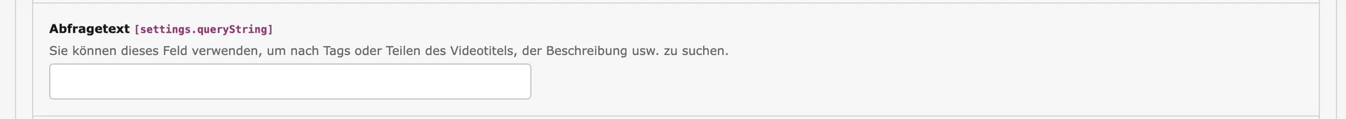 TYPO3 Video Extension Abfragetext Filter