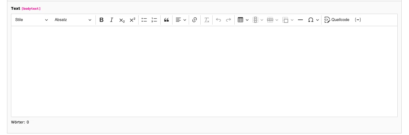 TYPO3 Rich Text Editor