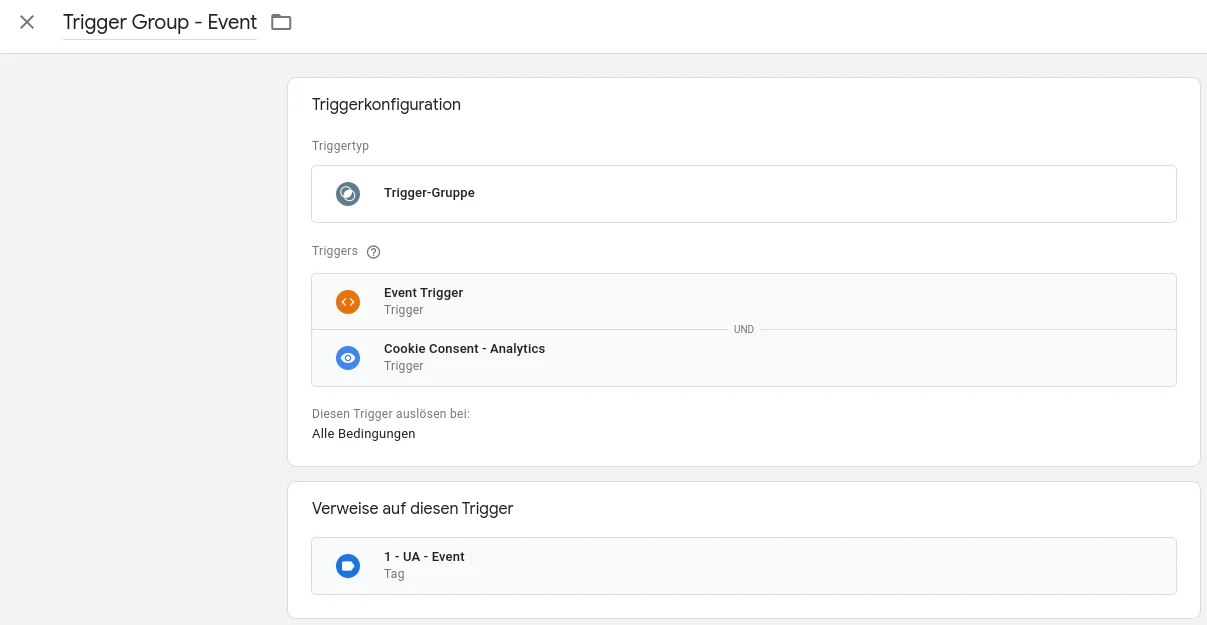 Google Tag Manager Trigger-Gruppe