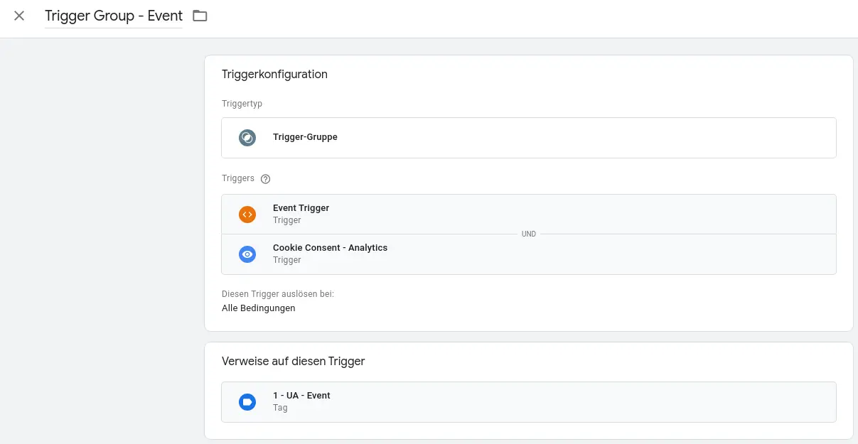 Google Tag Manager Trigger-Gruppe