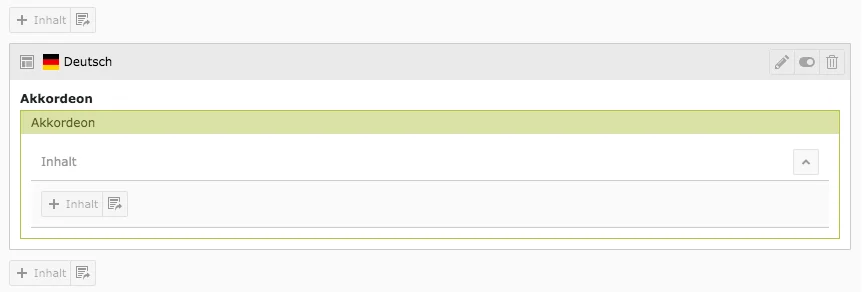 TYPO3 Inhaltselement Raster-Element Akkordeon Backend Inhaltsbereich