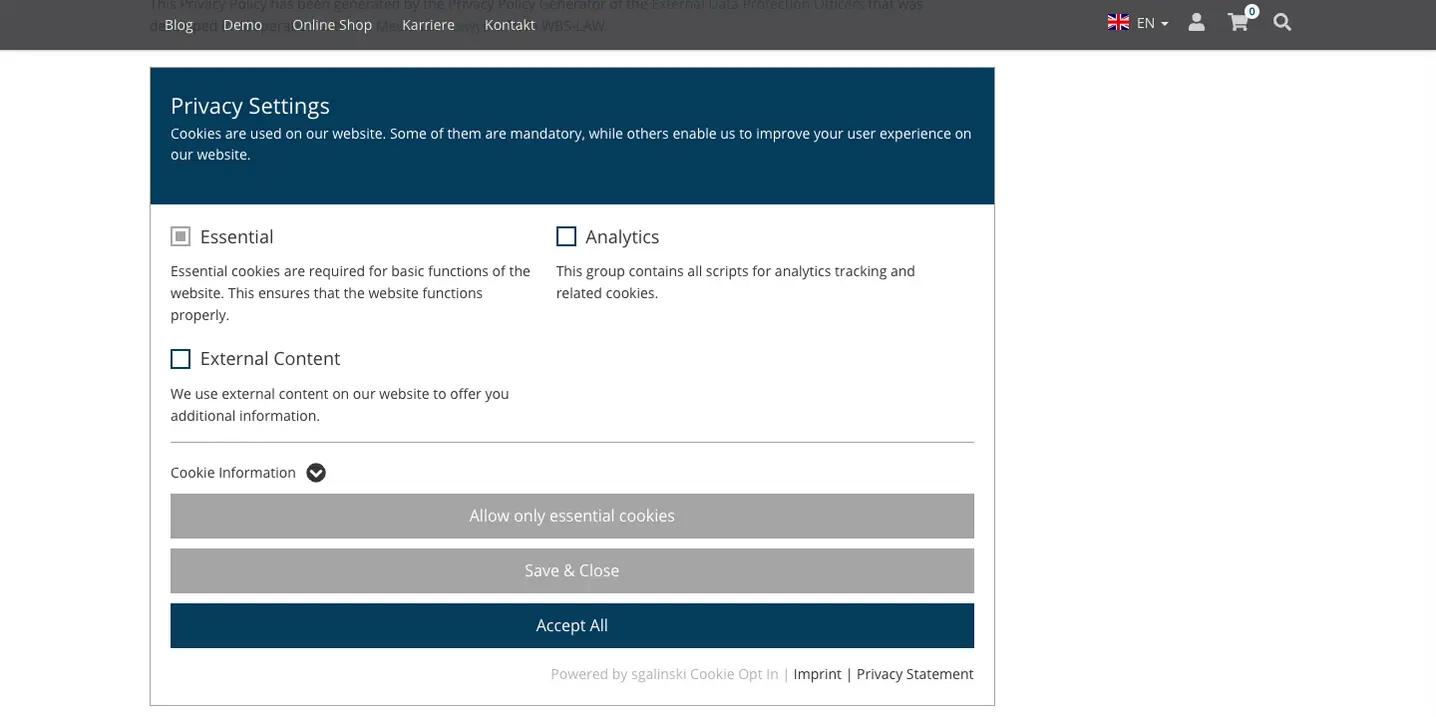 TYPO3 Content Element Plugins Cookie Opt In Frontend