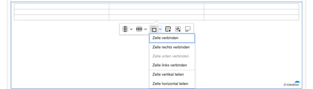 TYPO3 CKEditor Rich Text Editor Table Cell options