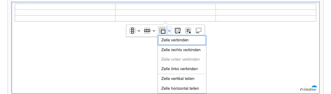 TYPO3 CKEditor Rich Text Editor Table Cell options