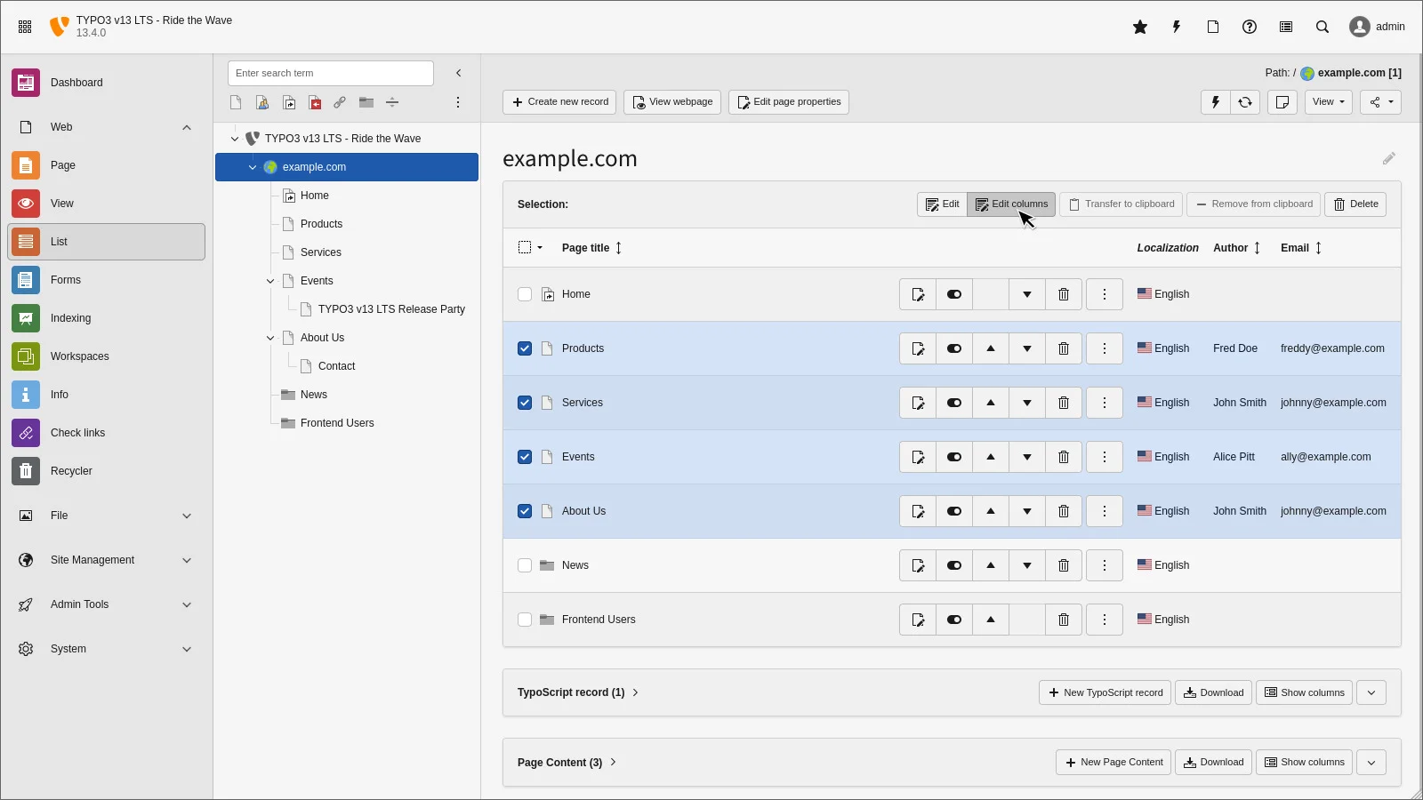 TYPO3 mass editing of file properties