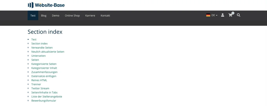 TYPO3 Section index Frontend