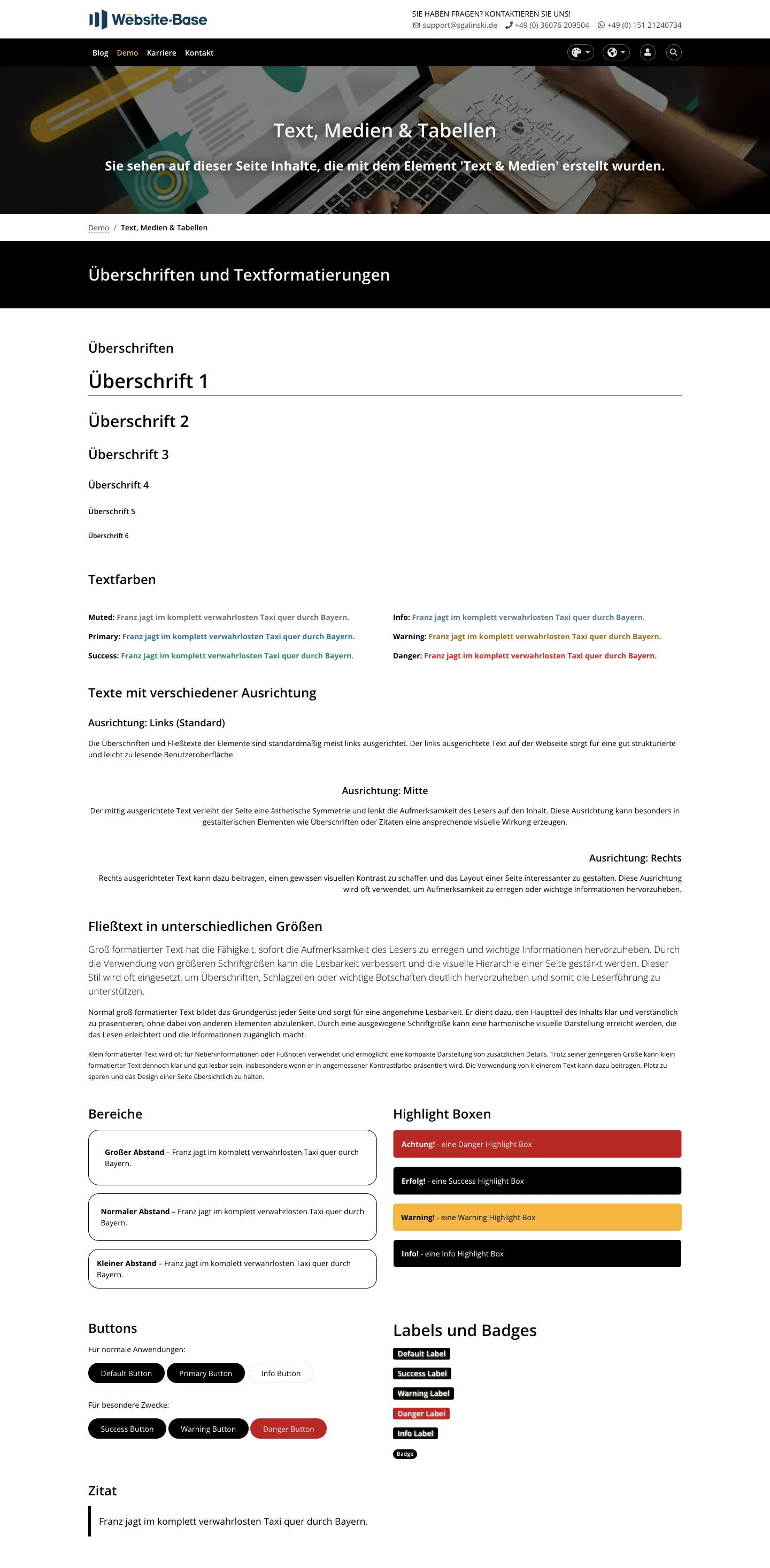 TYPO3 Website-Base Frontend im Kontrast Modus