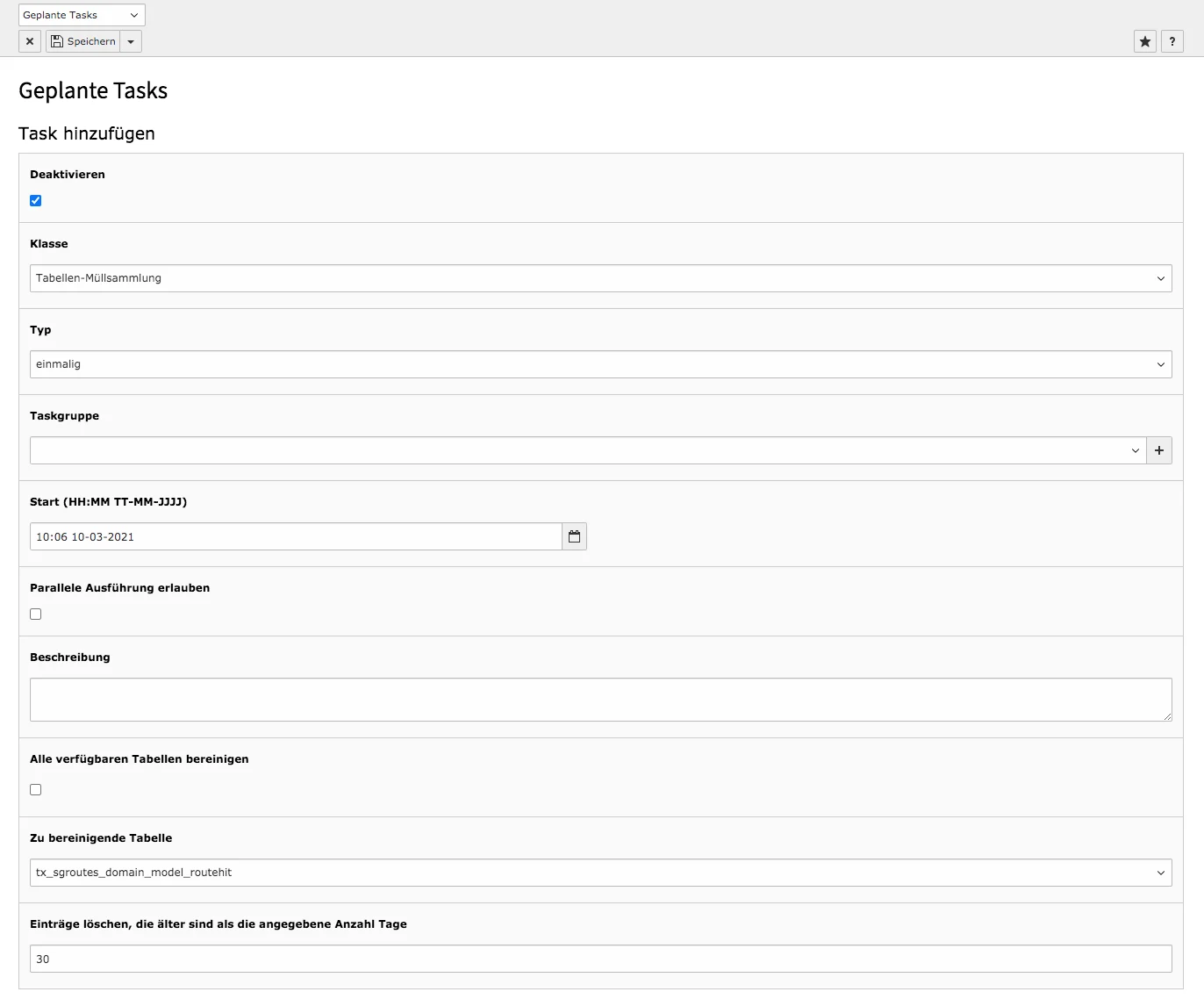 TYPO3 Backend Modul Planer Geplanter Task