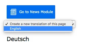 TYPO3 Create new translation of this page English