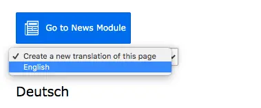 TYPO3 Create new translation of this page English