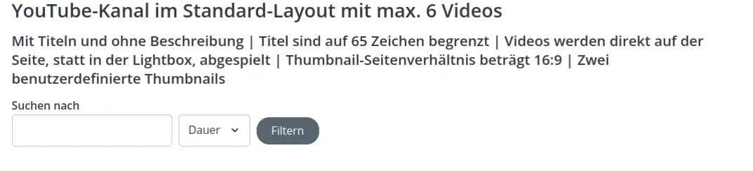 TYPO3 Video Extensions Filter im Frontend