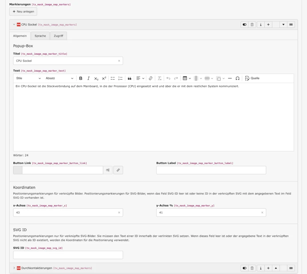 TYPO3 Markierungen in Image Maps
