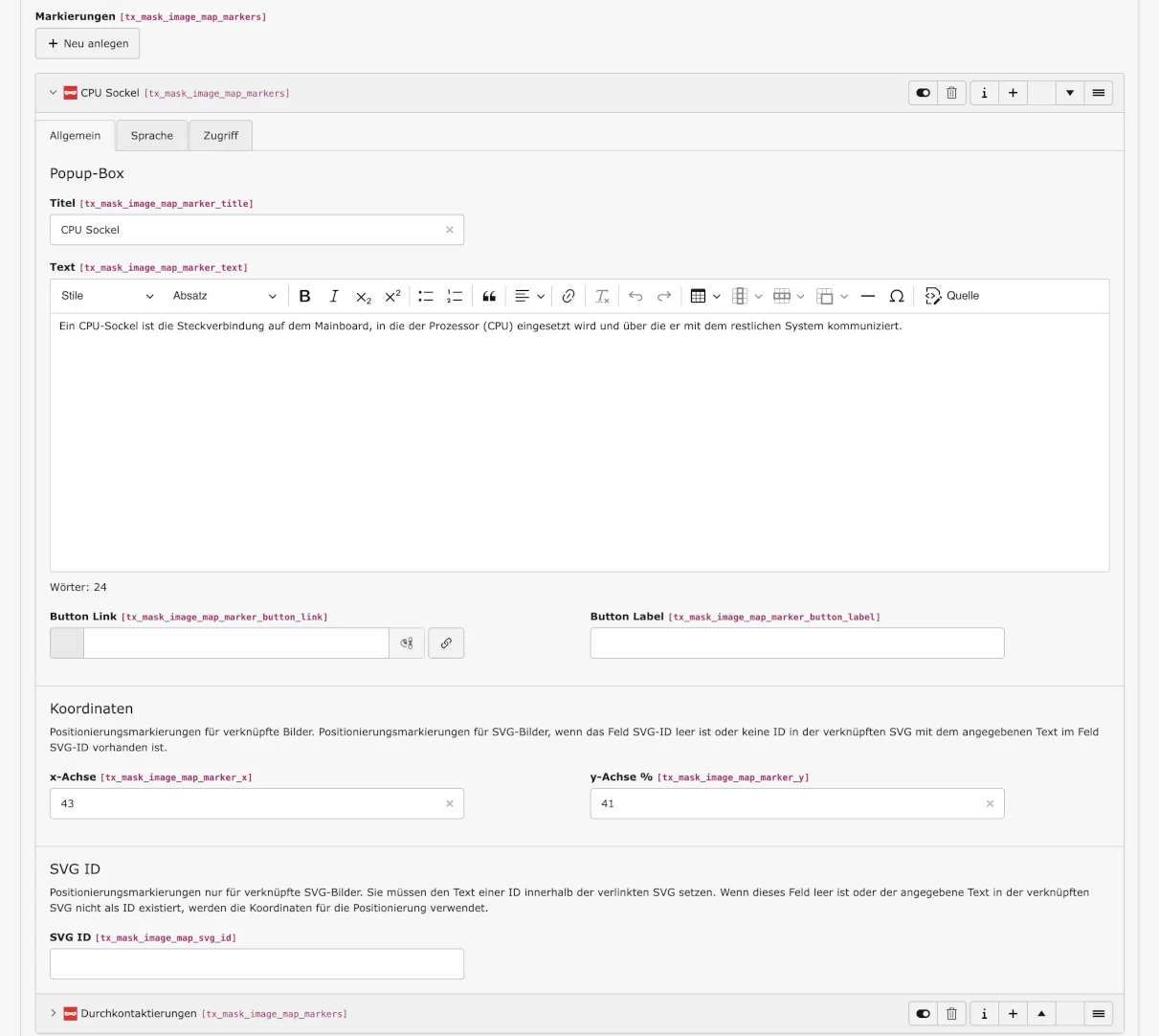 TYPO3 Markierungen in Image Maps