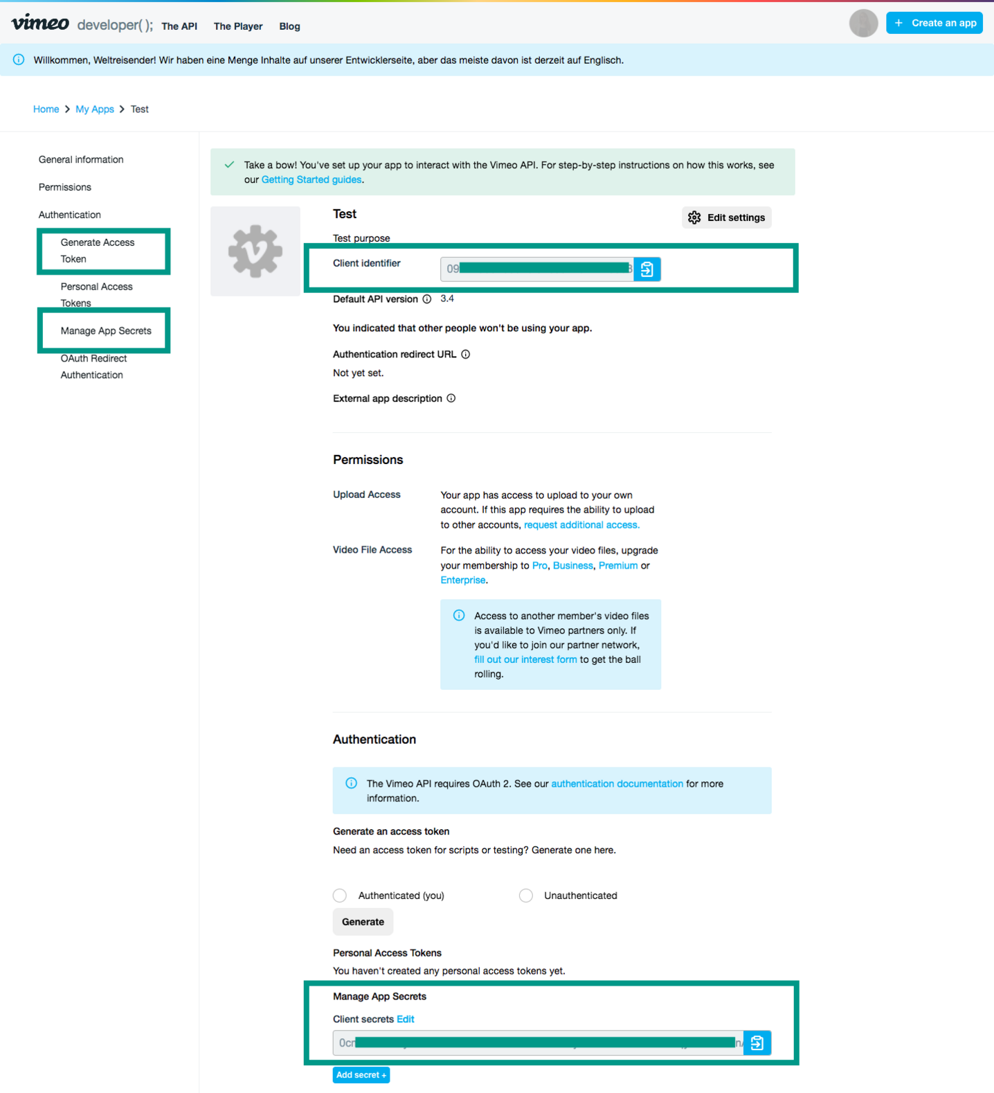 Vimeo App Übersicht