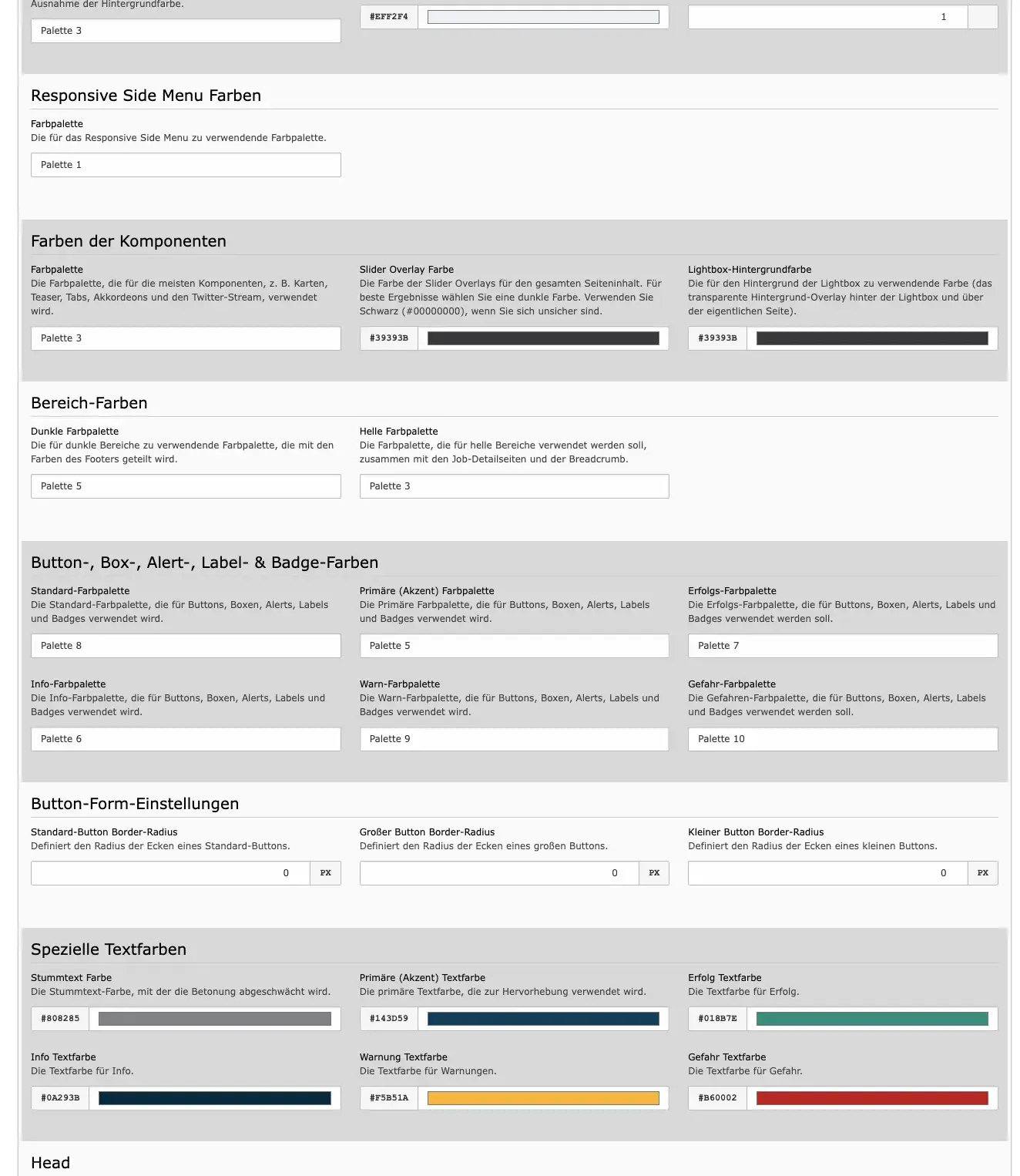 TYPO3 Modul Website-Konfiguration Tab Design