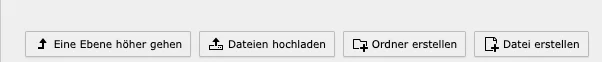 TYPO3 Modul Dateiliste Optionen über der Dateiliste