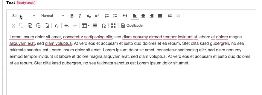 TYPO3 Rich Text Editor Stil entfernen