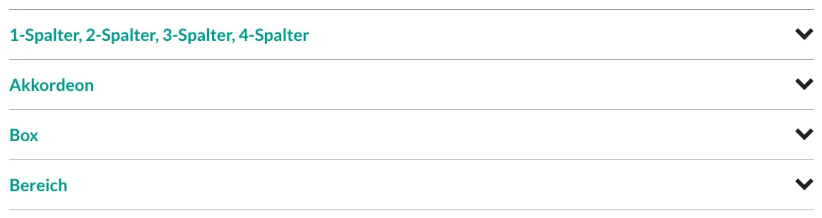 TYPO3 Content Element Grid-Element Akkordeon Frontend