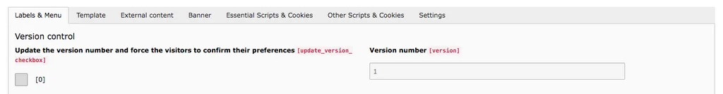 TYPO3 Cookie Consent Version Number