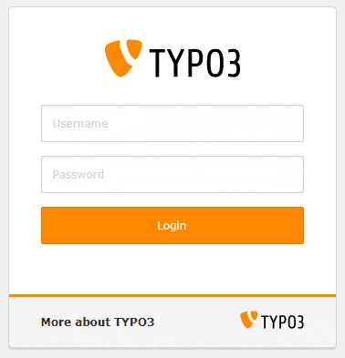 TYPO3 Content Management System Backend Login nach Installation