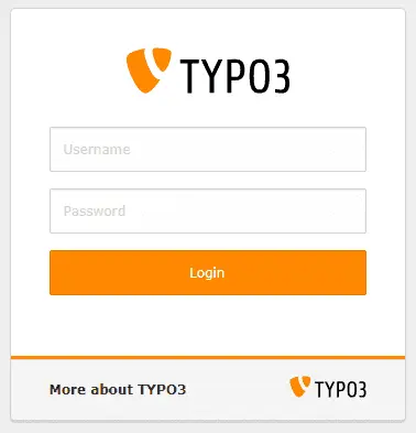 TYPO3 Content Management System Backend Login nach Installation