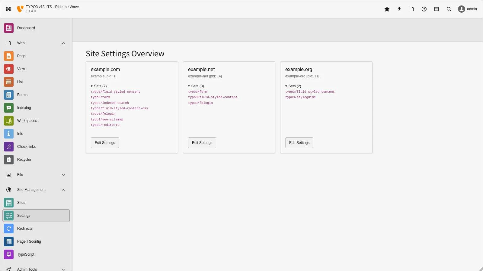 TYPO3 Site Sets Überblick