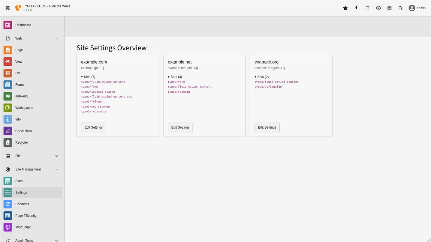 TYPO3 Site Sets Überblick