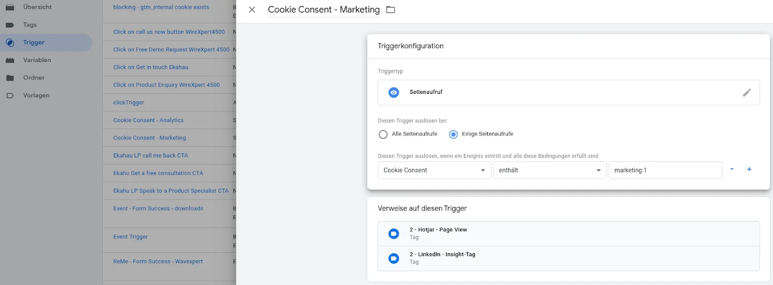 Google Tag Manager Trigger hinzufügen
