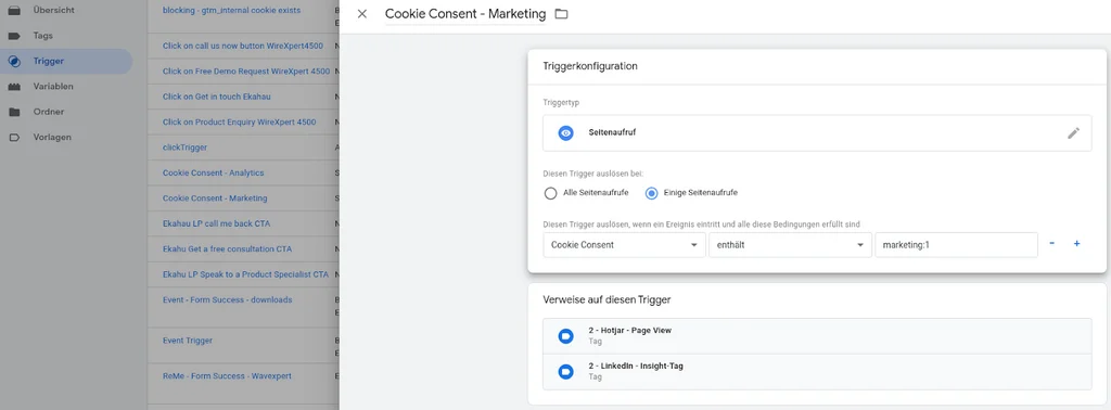 Google Tag Manager Trigger hinzufügen