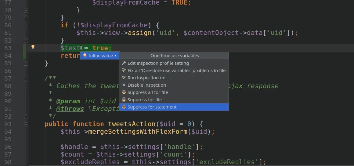 Image of 'Suppress for file' Option