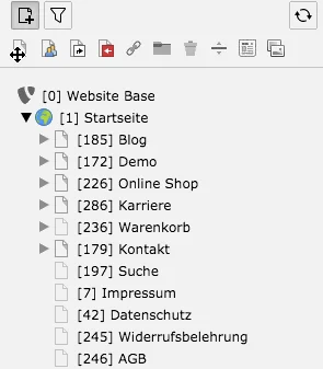TYPO3 Seitenbaum Neue Seite hinzufügen