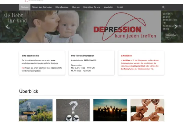 Bündnis gegen Depression im Hochsauerlandkreis Website Screenshot