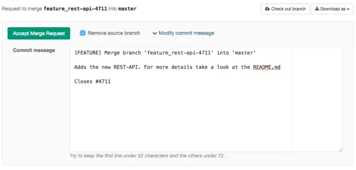 Customize the commit message
