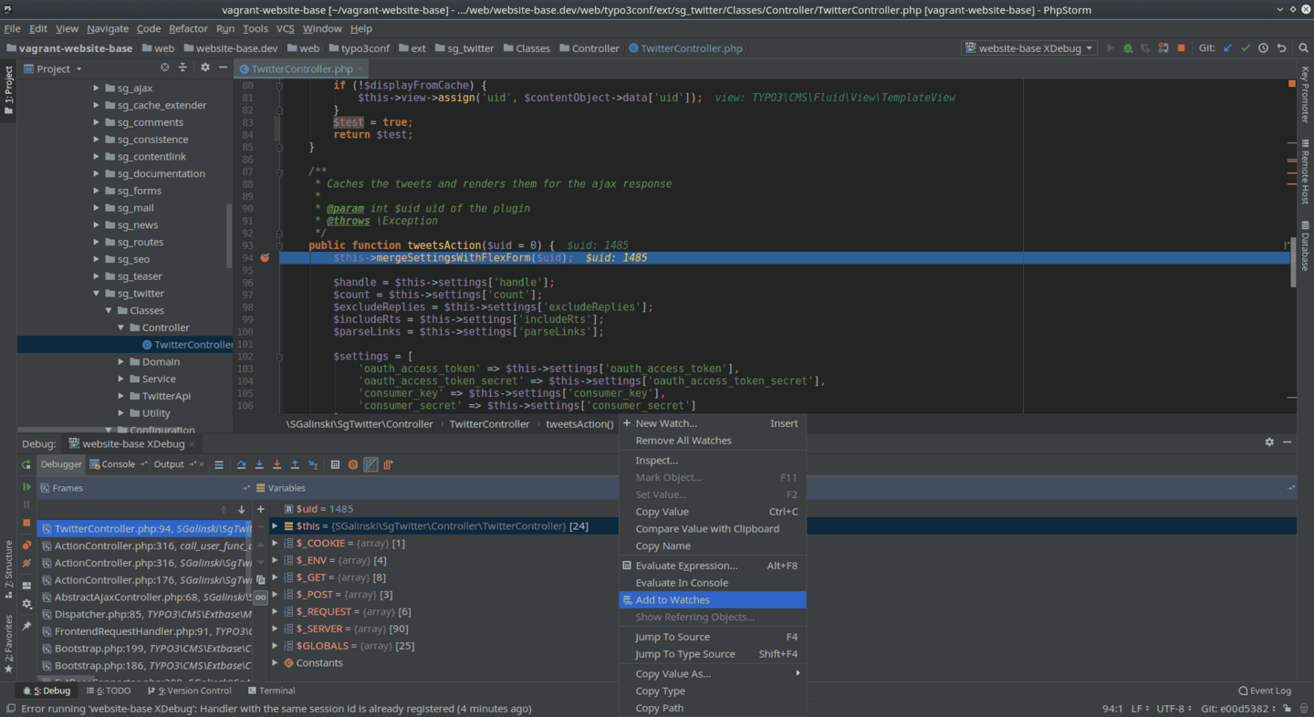 Exemplary Debugger Window at Breakpoint