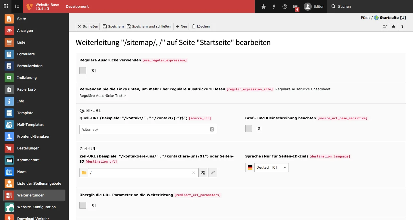 TYPO3 Backend Module Redirects
