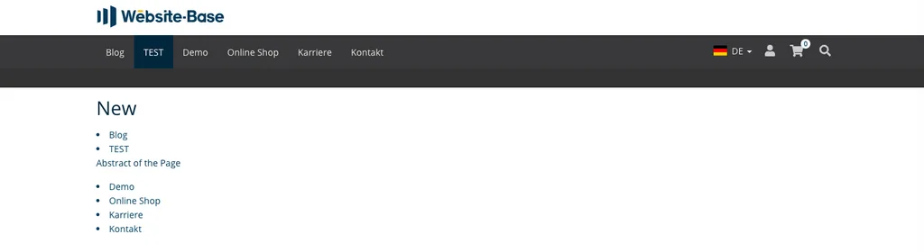 TYPO3 Content Element Menu Abstract Frontend