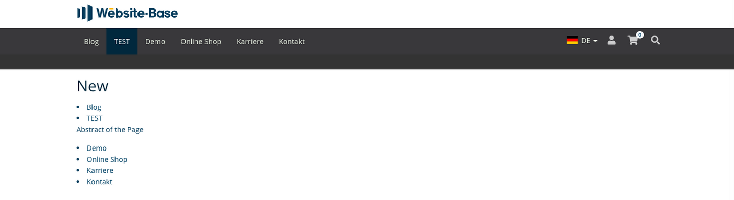 TYPO3 Content Element Menu Abstract Frontend