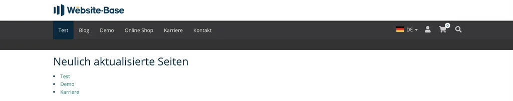 TYPO3 Inhaltselement Neulich aktualisierte Seiten Frontend