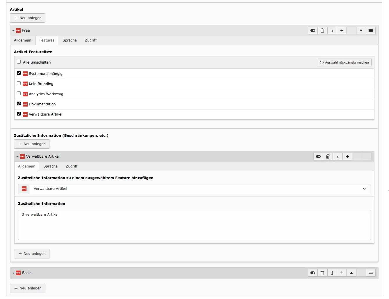 TYPO3 Backend Inhaltselement Mask Element Feature-Vergleich Artikel Features