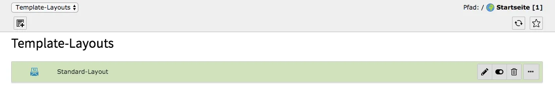 TYPO3 Modul Mail-Templates Template-Layouts Liste