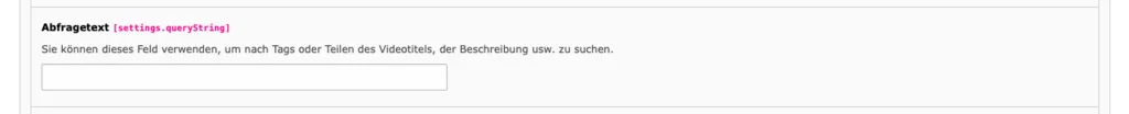 TYPO3 Vimeo Video Extension Abfragetext Filter