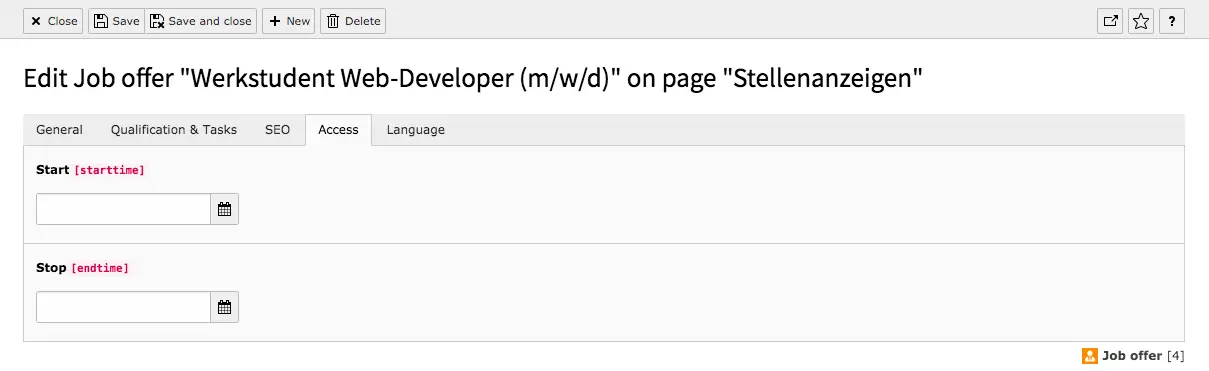 TYPO3 Module Job Offers Tab Access