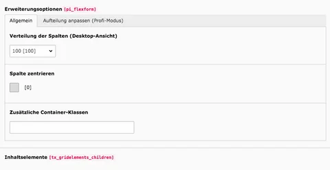 TYPO3 Raster-Elemente 1-Spalter