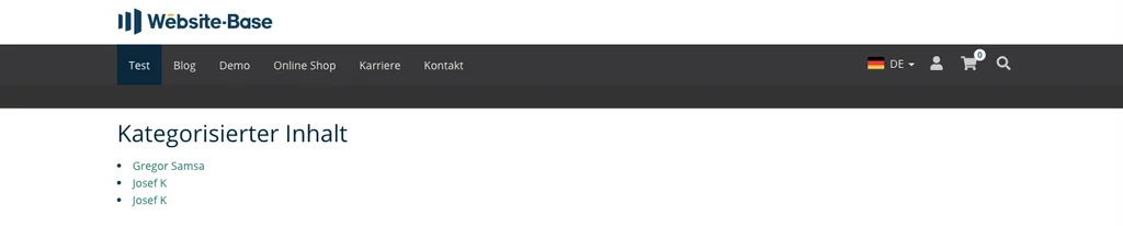 TYPO3 Menü Kategorisierter Inhalt Frontend