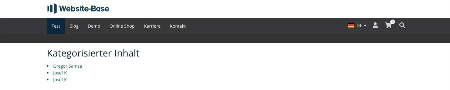 TYPO3 Menü Kategorisierter Inhalt Frontend