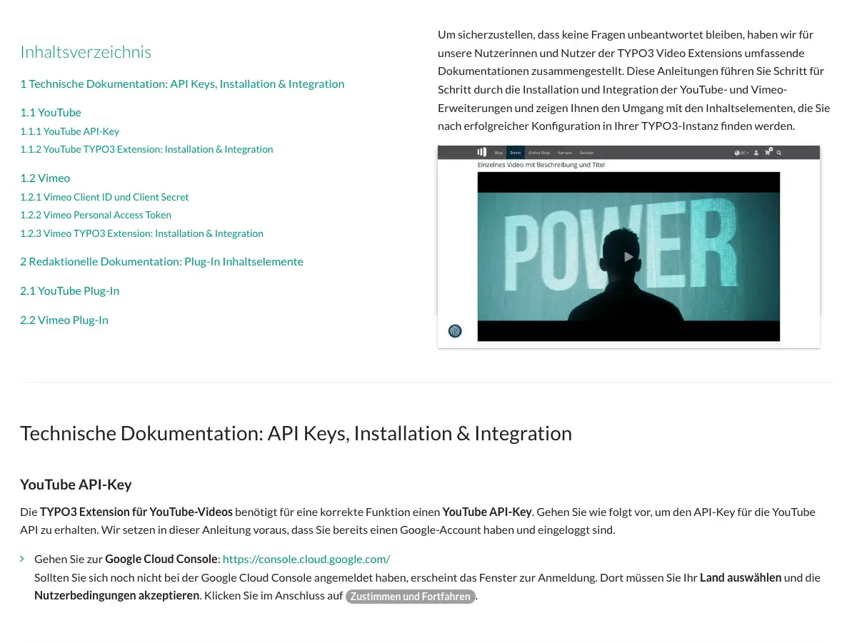 TYPO3 Video Extensions – Dokumentation